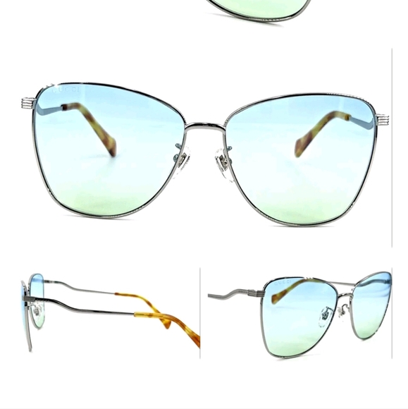Gucci Accessories - GUCCI GG097O/S Women's Metal Sunglass 004 Silver w/Blue to Green Gradient 60-15